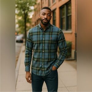 Ralph Lauren Green and Blue Plaid Button Down Shirt